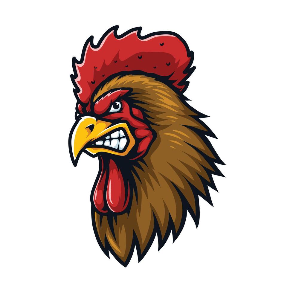 Chicken rooster head mascot vector