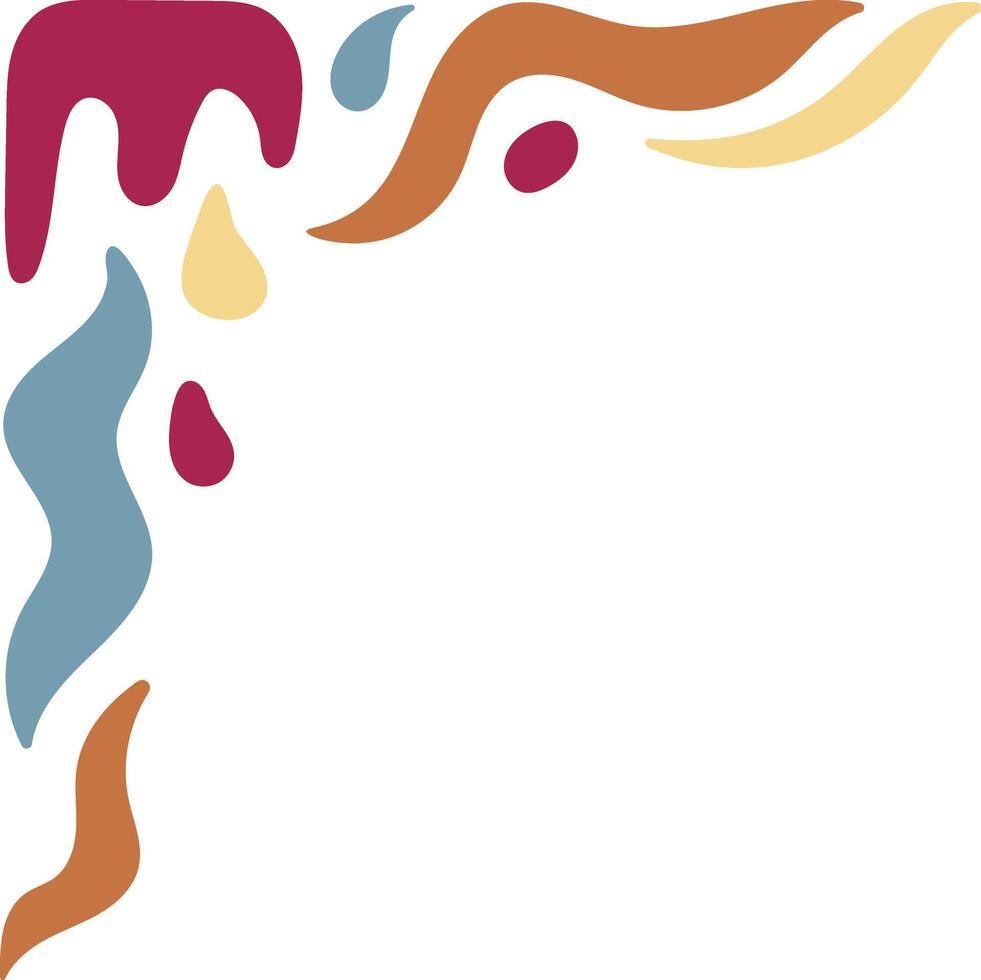 Retro Groovy Corner Border in Abstract Style. Illustration on White Background. vector