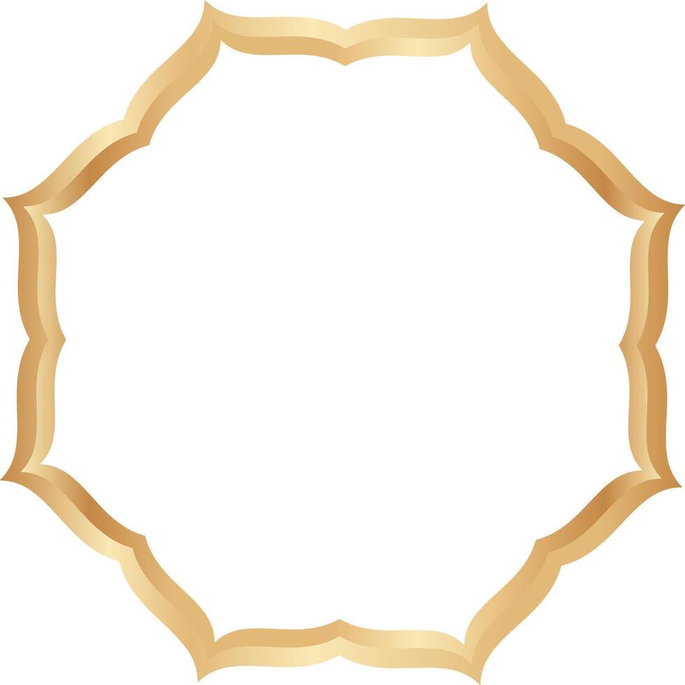 Elegant Illustration of Golden Islamic Border. Gold Luxury Ornament. vector