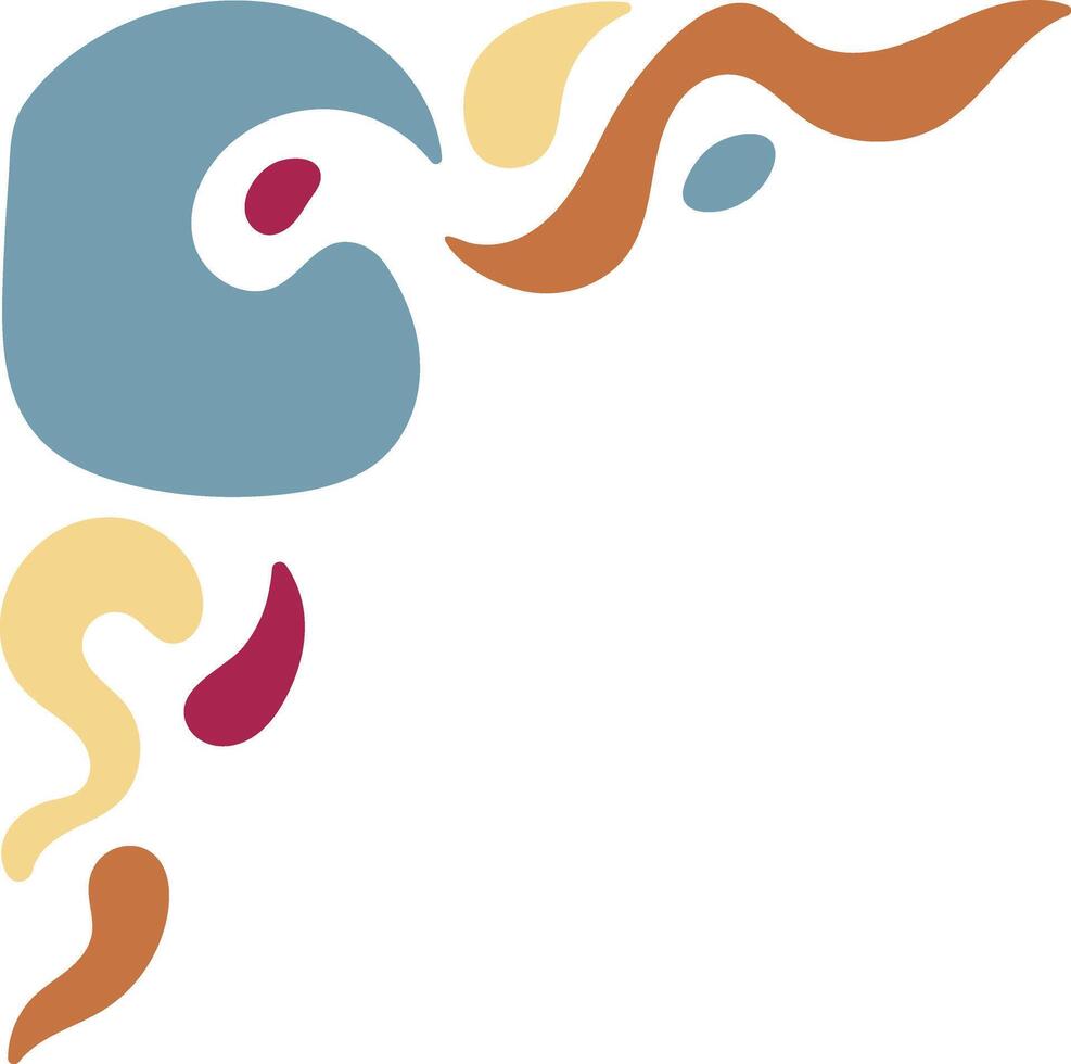 Retro Groovy Corner Border in Abstract Style. Illustration on White Background. vector