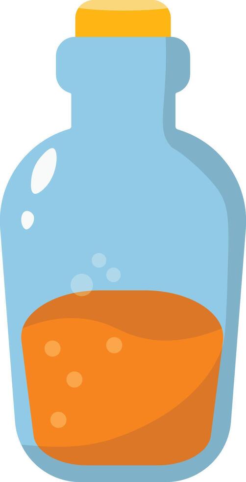 Magic Potion Bottle with Elixir. Cartoon Illustration. vector