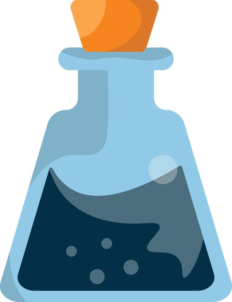 Magic Potion Bottle with Elixir. Cartoon Illustration. vector