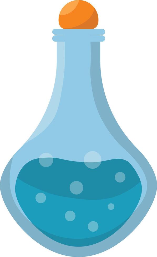 Magic Potion Bottle with Elixir. Cartoon Illustration. vector