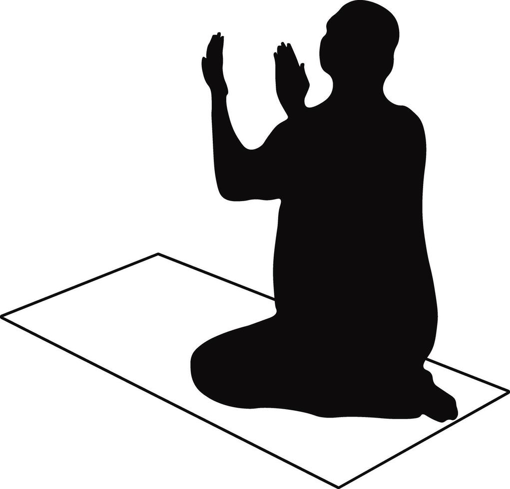 Muslim Pray Silhouette in Simple Design. Isolated on White Background. vector