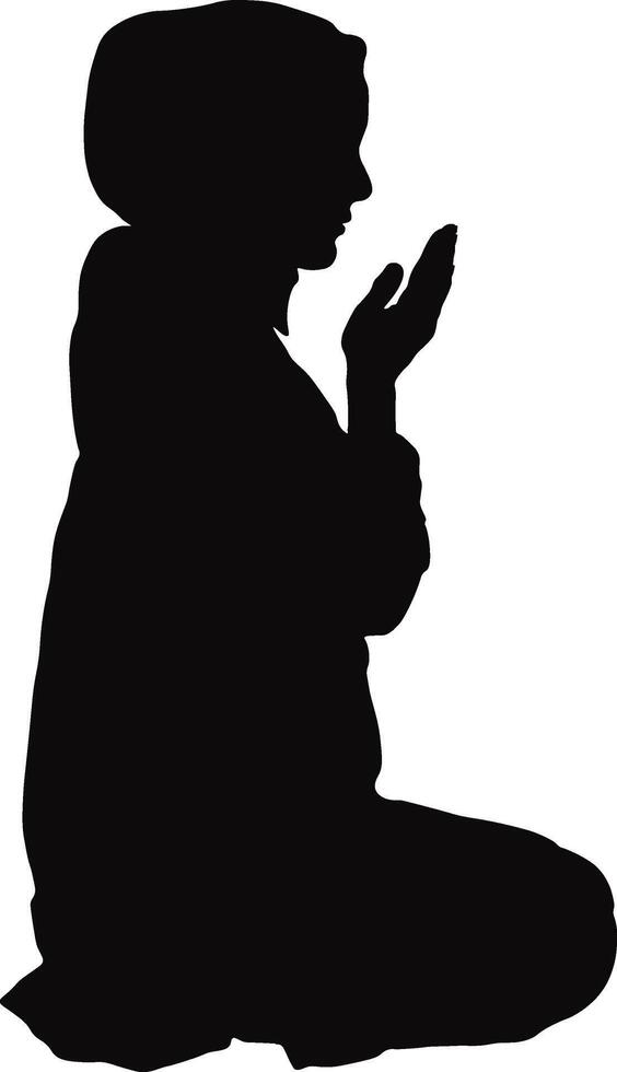 Muslim Pray Silhouette in Simple Design. Isolated on White Background. vector