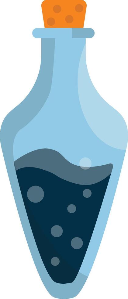 Magic Potion Bottle with Elixir. Cartoon Illustration. vector