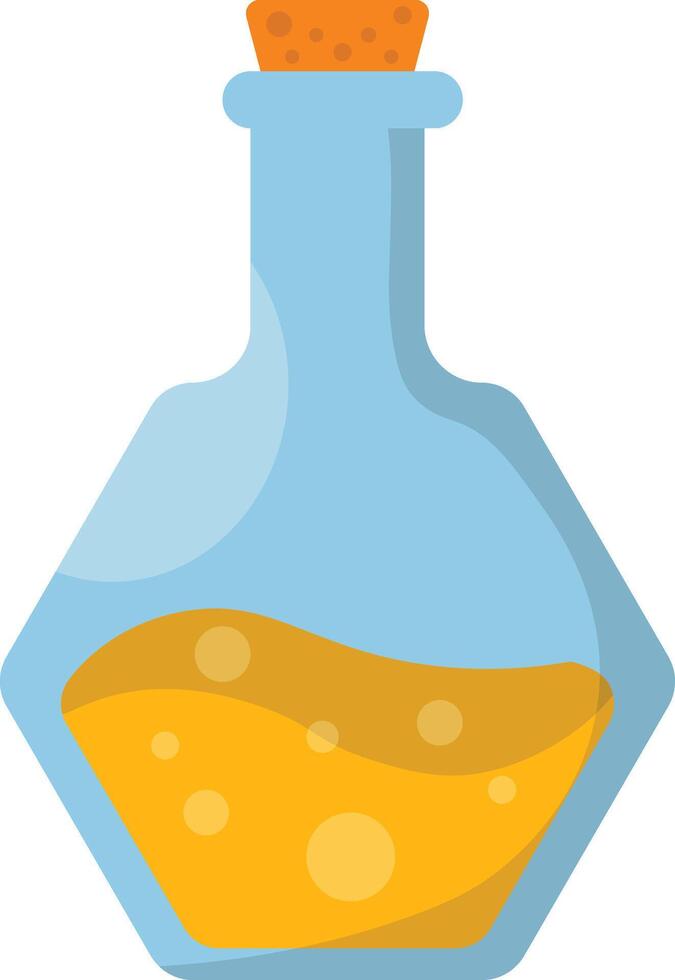 Magic Potion Bottle with Elixir. Cartoon Illustration. vector