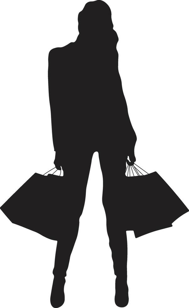 Women Shopping Silhouette with Flat Design. Isolated Illustration. vector