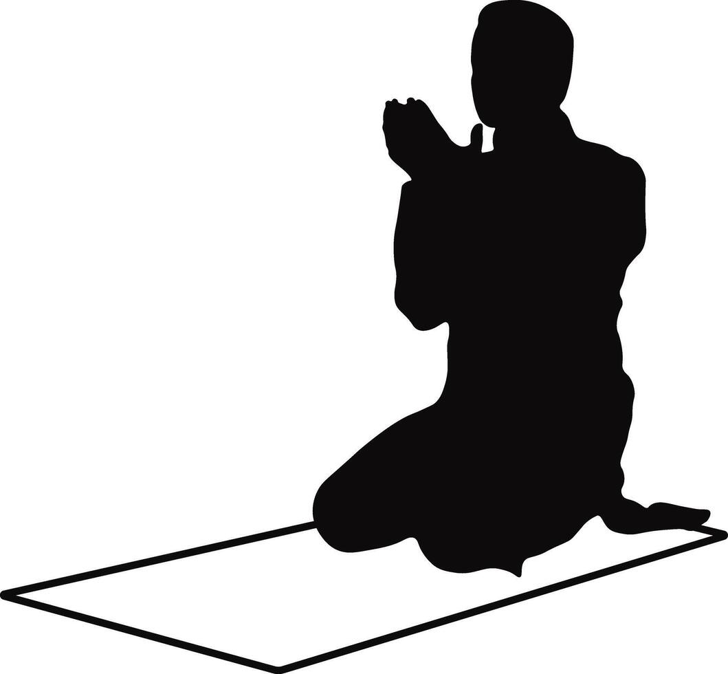 Muslim Pray Silhouette in Simple Design. Isolated on White Background. vector
