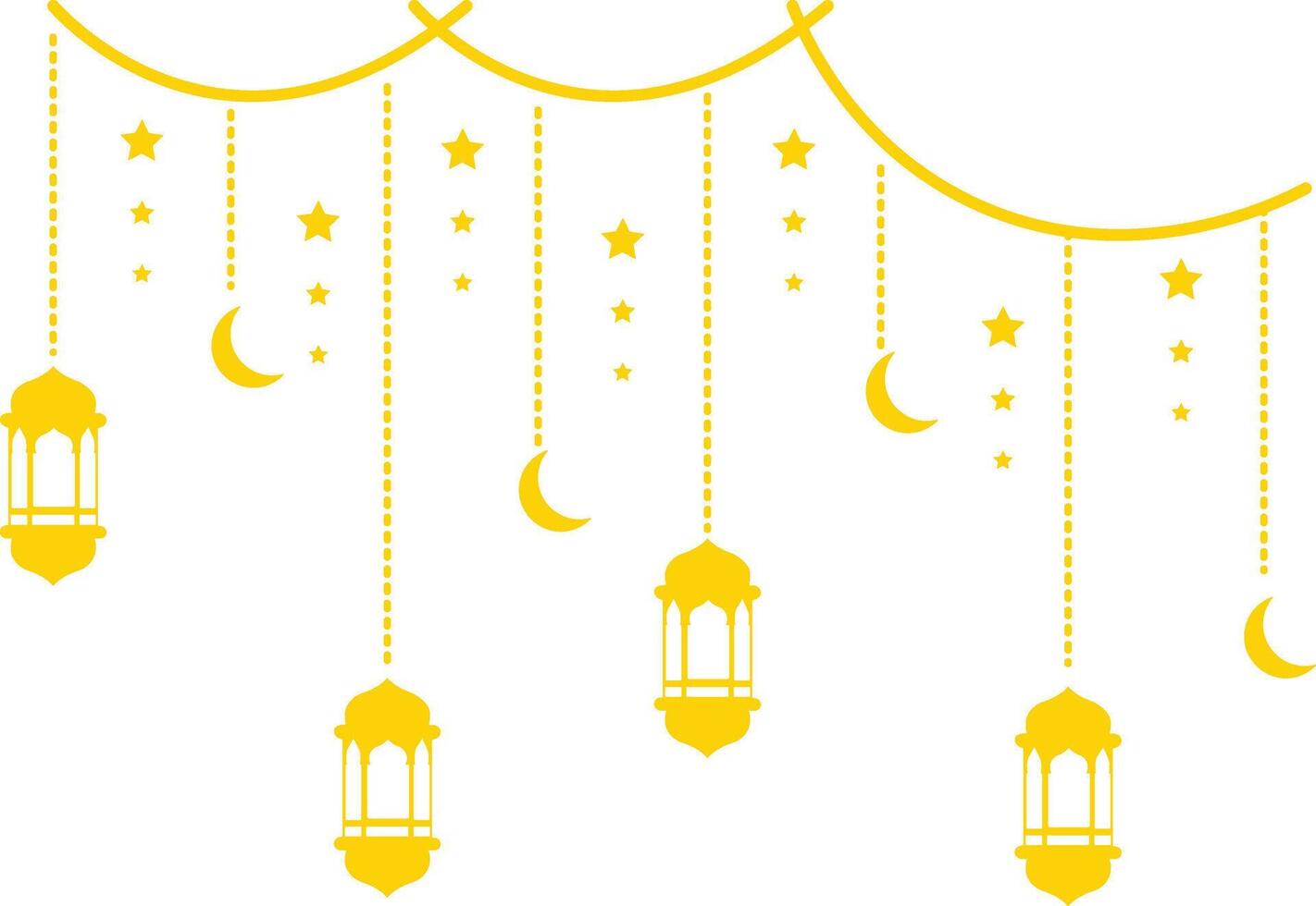 Ramadan Kareem Mubarak Arabian Lantern Decoration. Isolated on White Background. Illustration Design vector