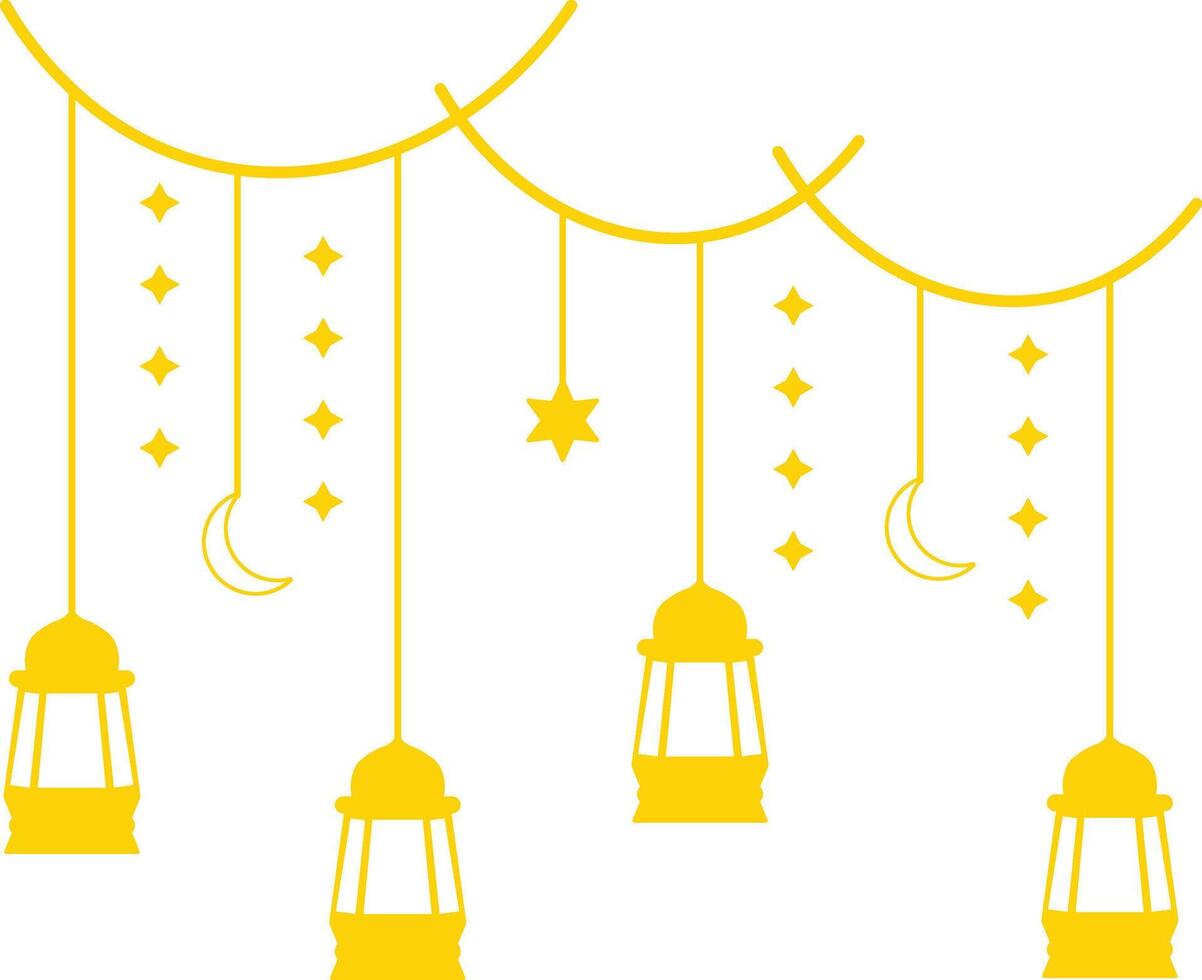 Ramadan Kareem Mubarak Arabian Lantern Decoration. Isolated on White Background. Illustration Design vector