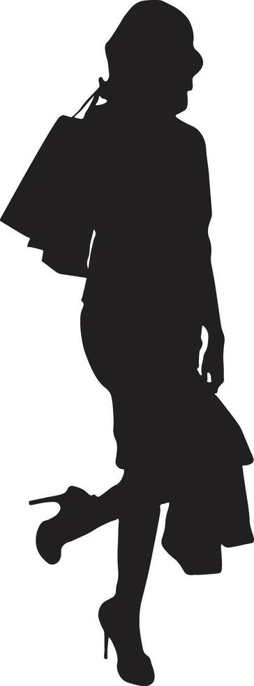 Women Shopping Silhouette with Flat Design. Isolated Illustration. vector