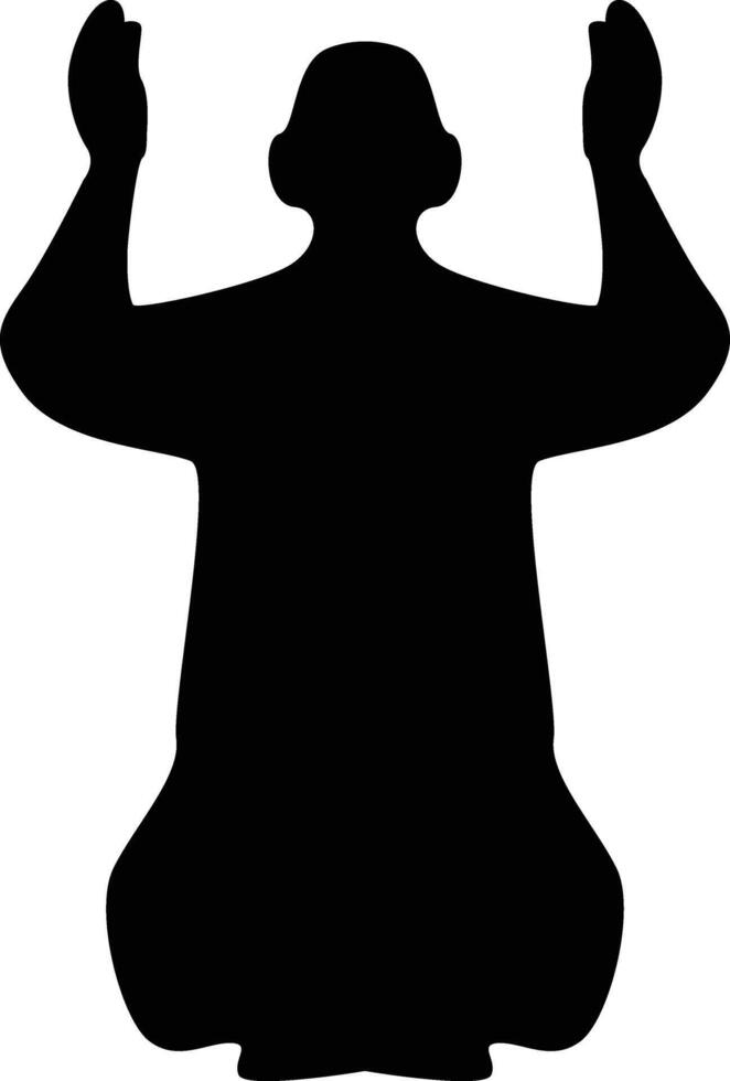 Silhouette of Muslim Pray. Isolated on White Background. vector