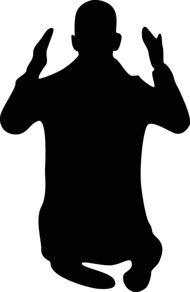 Silhouette of Muslim Pray. Isolated on White Background. vector