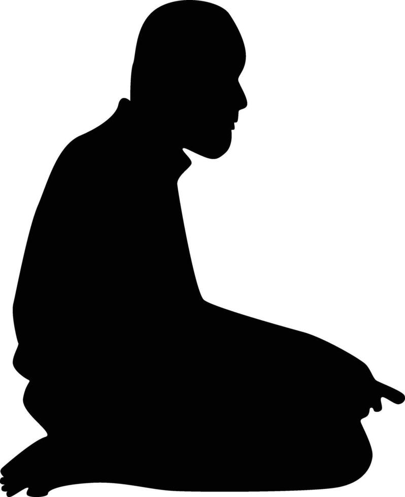 Silhouette of Muslim Pray. Isolated on White Background. vector
