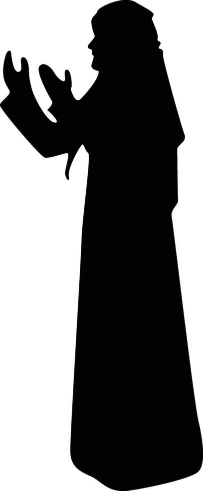 Silhouette of Muslim Pray. Isolated on White Background. vector