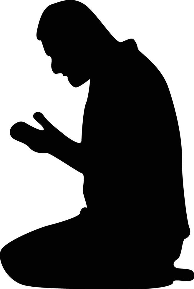 Silhouette of Muslim Pray. Isolated on White Background. vector