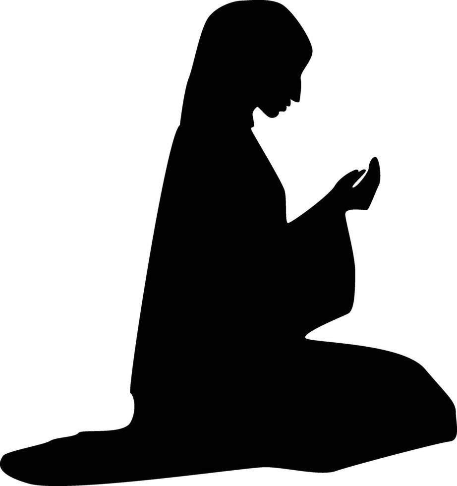 Silhouette of Muslim Pray. Isolated on White Background. vector