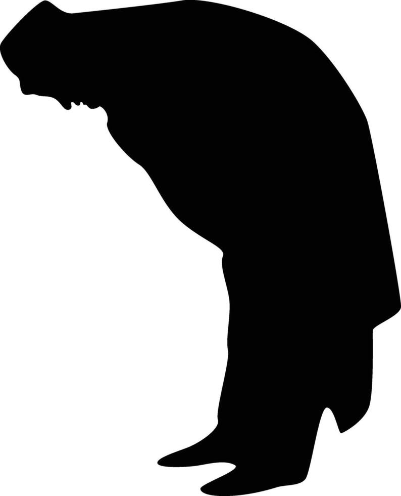 Silhouette of Muslim Pray. Isolated on White Background. vector