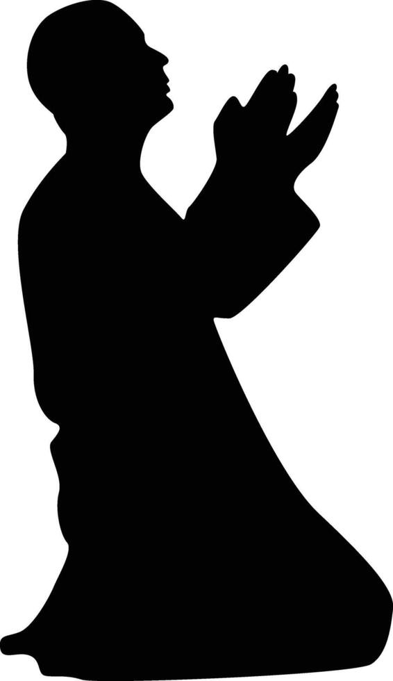 Silhouette of Muslim Pray. Isolated on White Background. vector