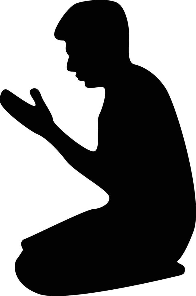 Silhouette of Muslim Pray. Isolated on White Background. vector