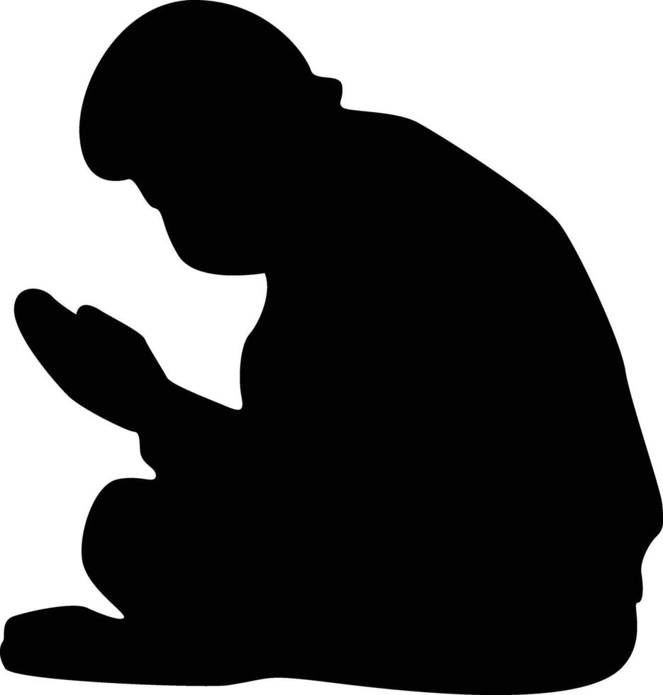 Silhouette of Muslim Pray. Isolated on White Background. vector