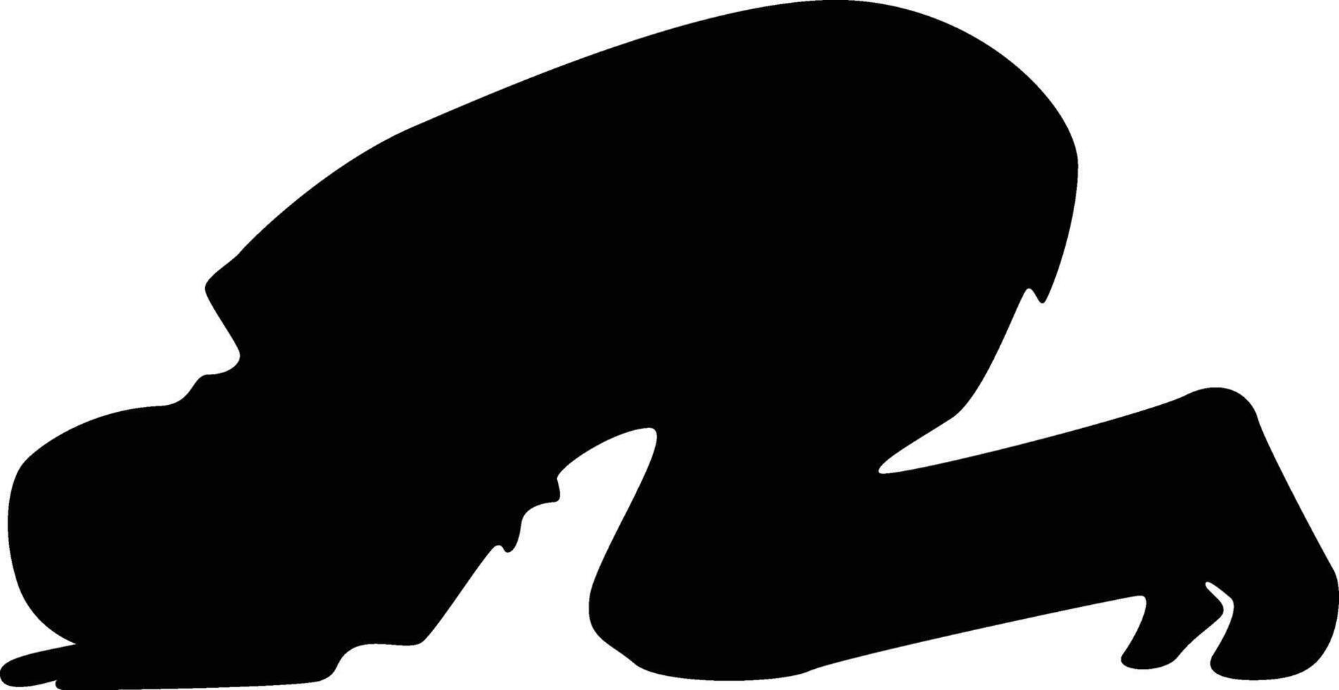 Silhouette of Muslim Pray. Isolated on White Background. vector