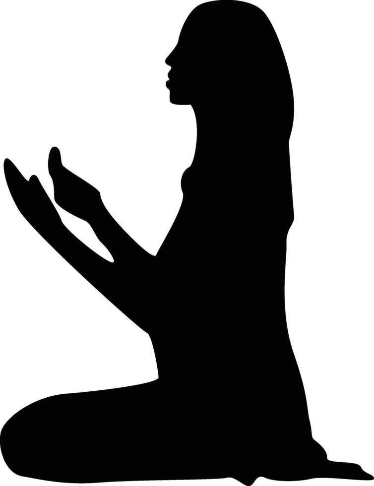 Silhouette of Muslim Pray. Isolated on White Background. vector