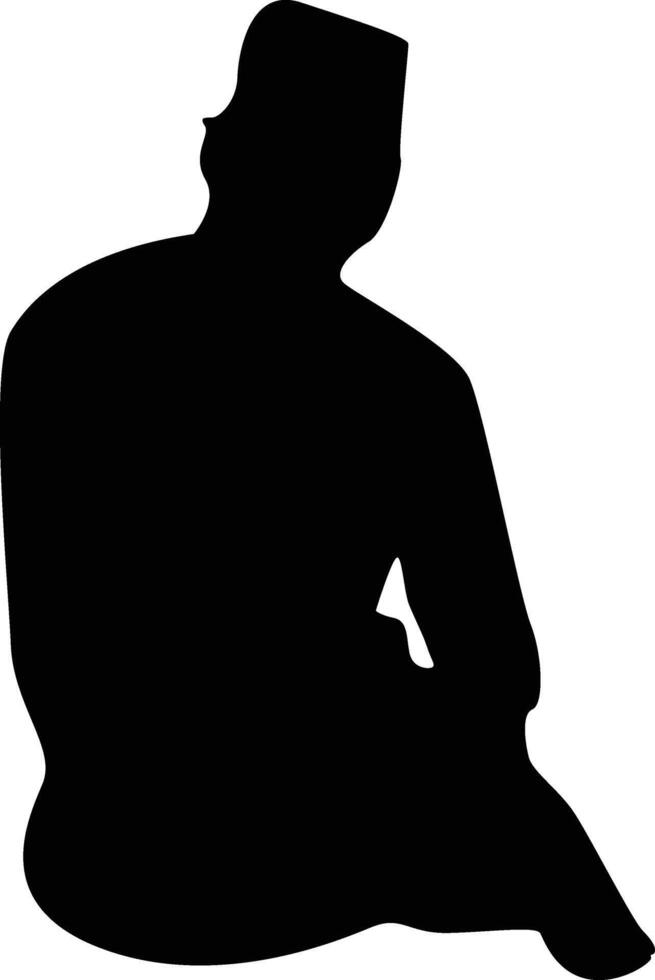 Silhouette of Muslim Pray. Isolated on White Background. vector