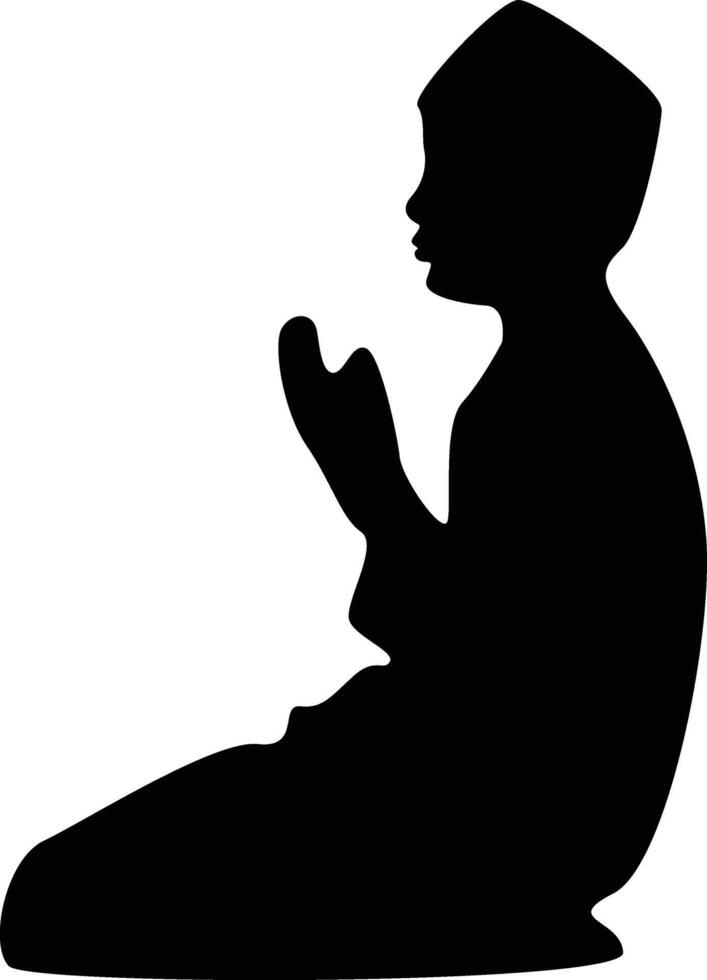 Silhouette of Muslim Pray. Isolated on White Background. vector