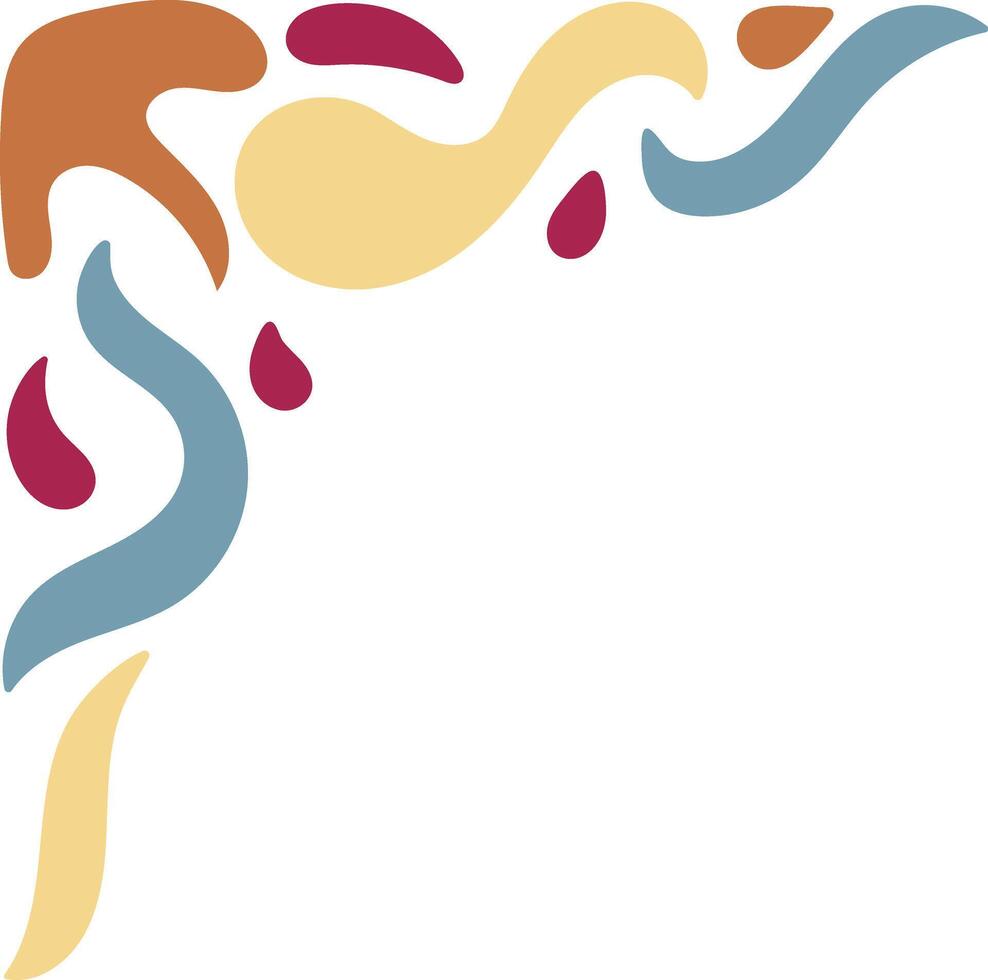 Retro Groovy Corner Border in Abstract Style. Illustration on White Background. vector