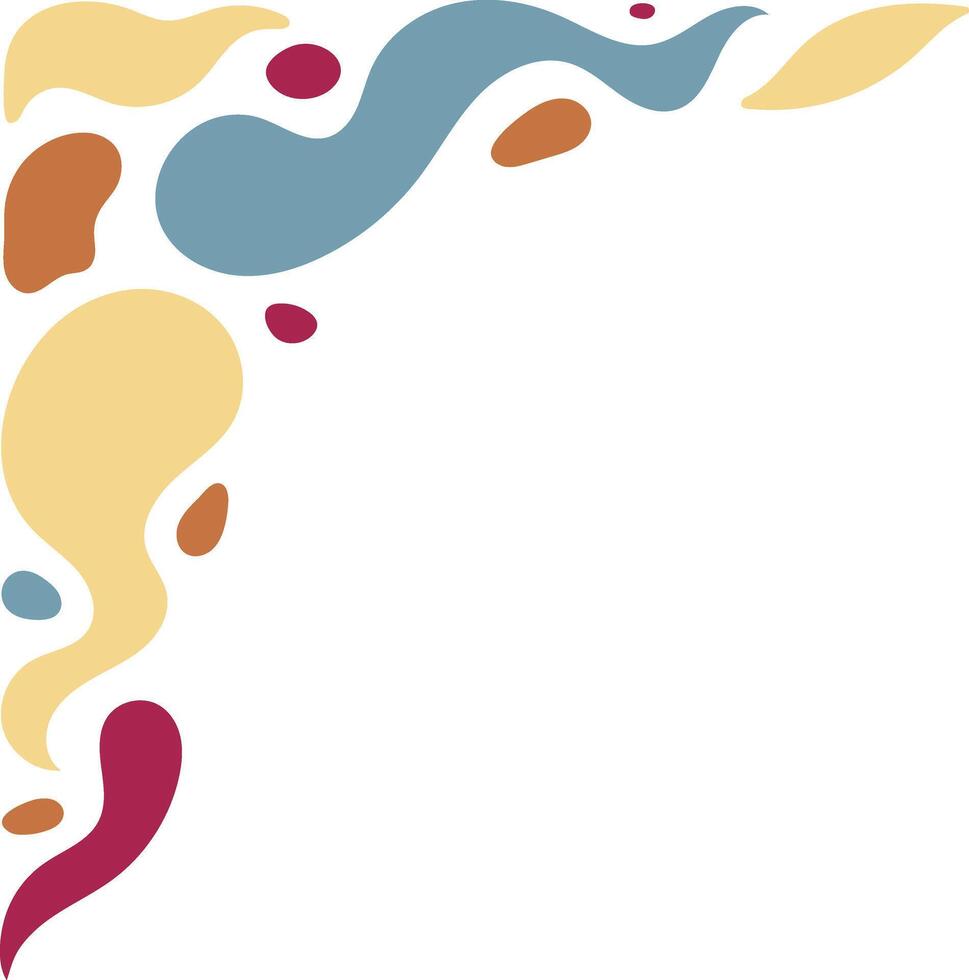 Retro Groovy Corner Border in Abstract Style. Illustration on White Background. vector