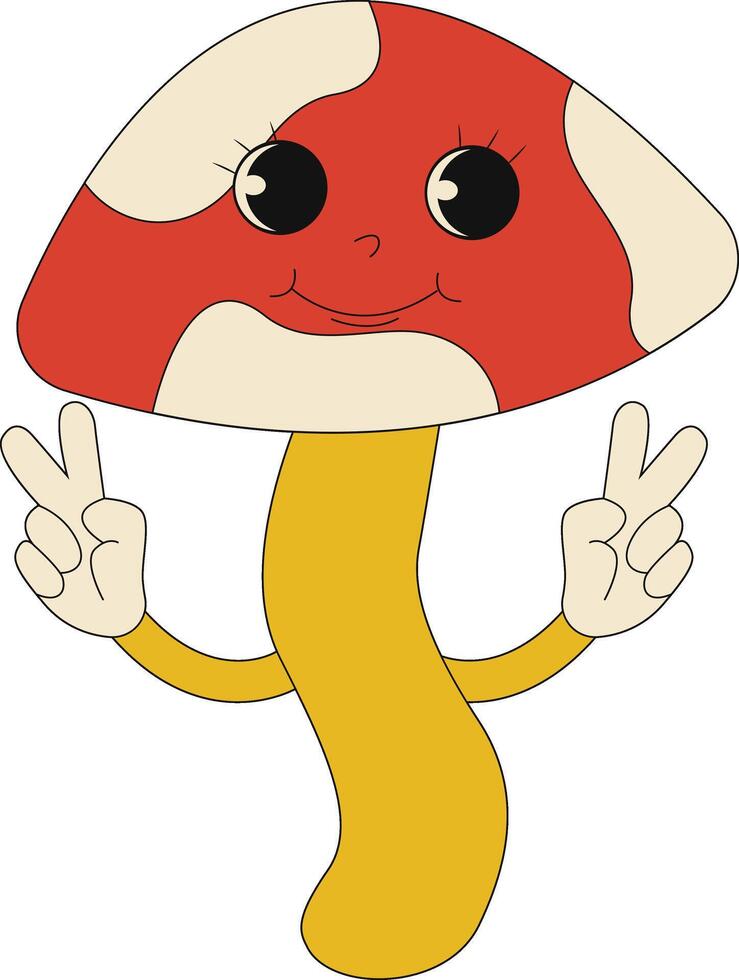 Groovy Hippie Character in Flat Cartoon Style. Isolated Illustration. vector