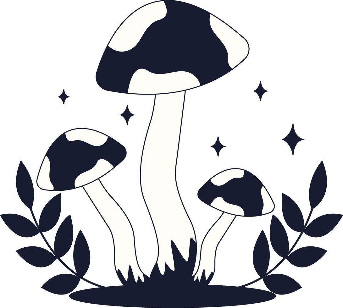 Celestial Magic Mushroom Illustration. with Doodle Design Style. vector