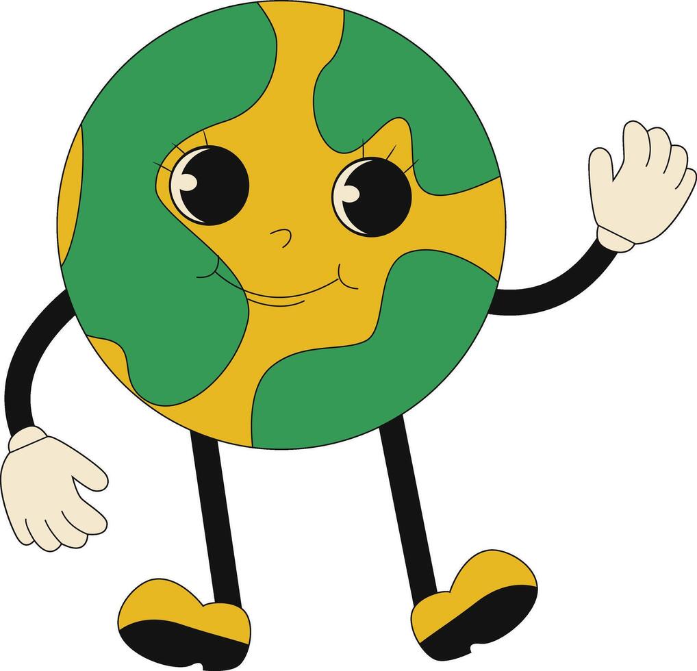Groovy Hippie Character in Flat Cartoon Style. Isolated Illustration. vector