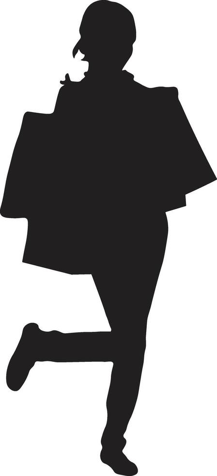 Women Shopping Silhouette with Flat Design. Isolated Illustration. vector