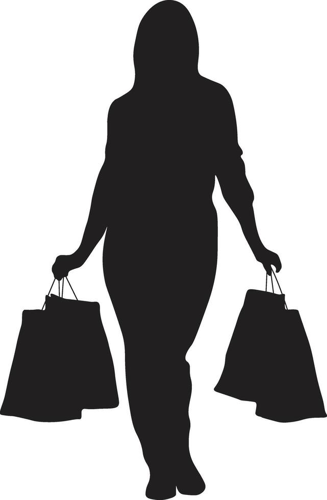 Women Shopping Silhouette with Flat Design. Isolated Illustration. vector