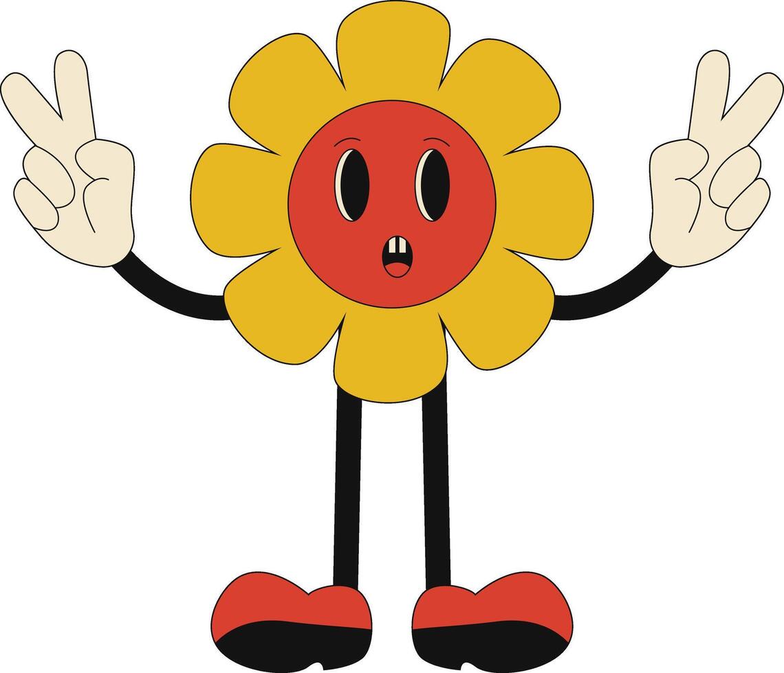 Groovy Hippie Character in Flat Cartoon Style. Isolated Illustration. vector