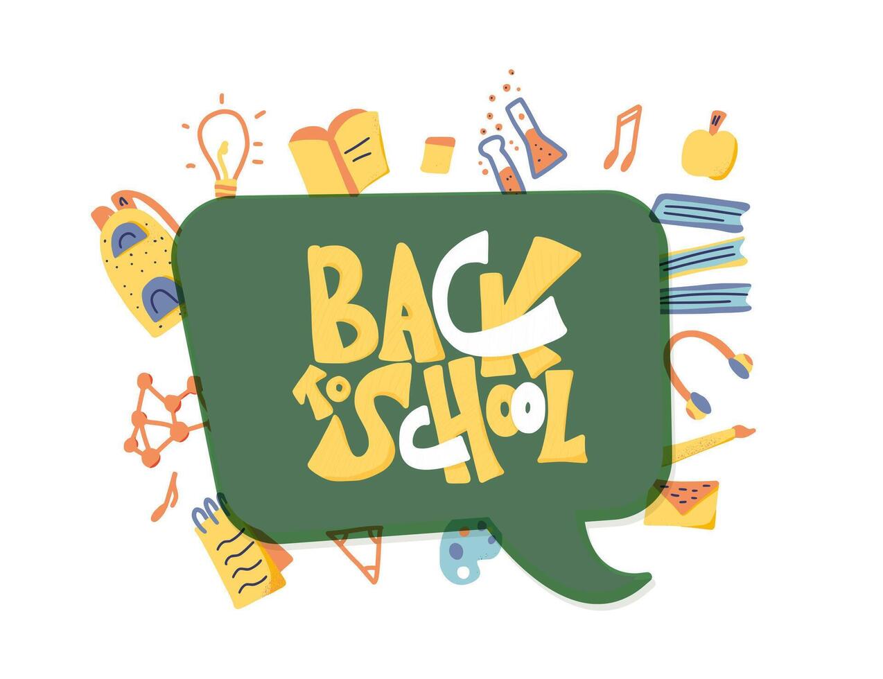 Back to school text for banner. Template for sale cards and promotion. illustration. vector