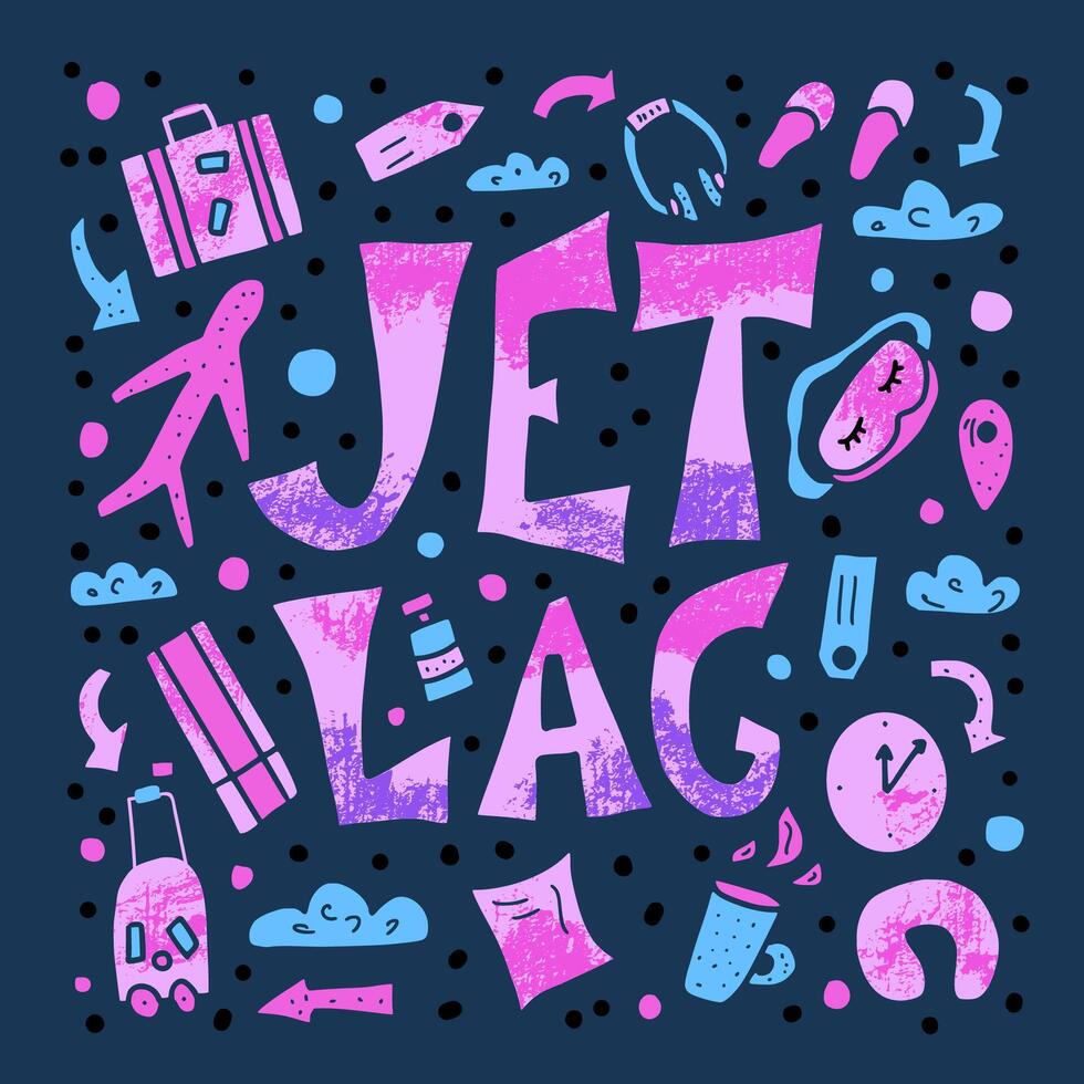 Jet lag quote. concept color illustration. vector