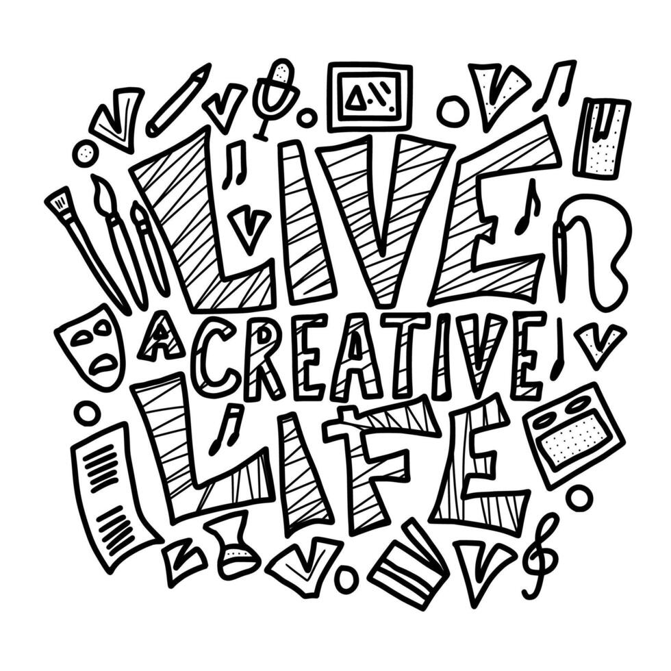 Live a creative life quote. design. vector