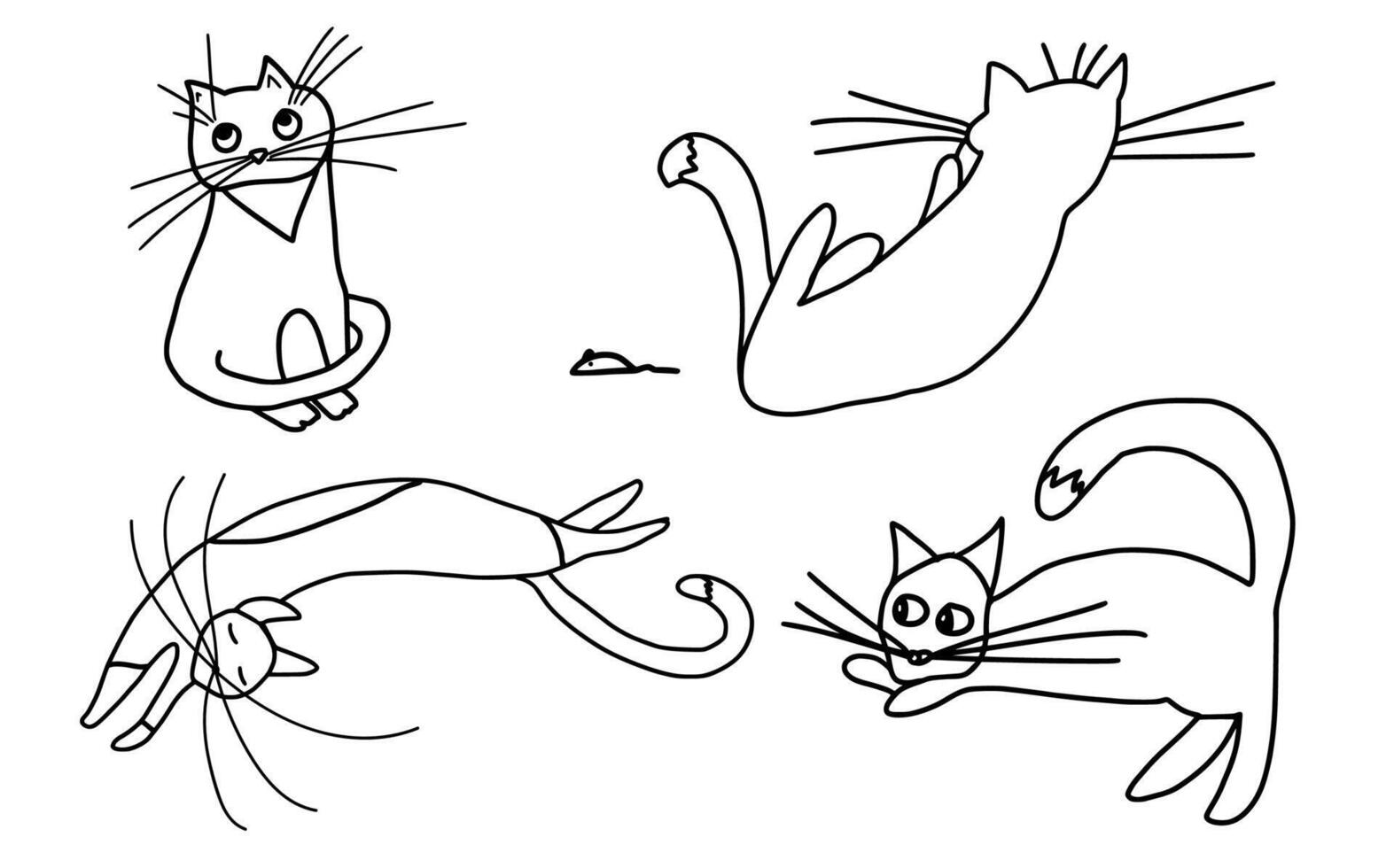 Domestics cats set isolated. kittens kit. vector