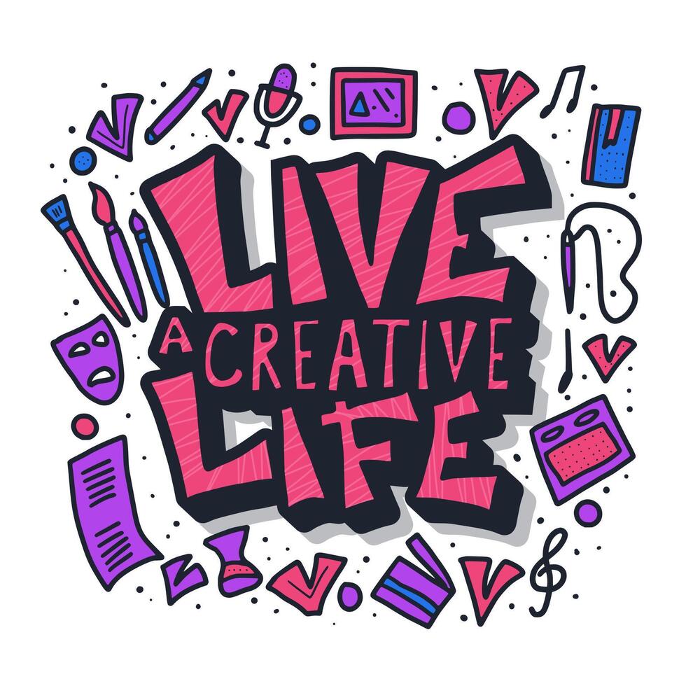 Live a creative life quote. design. vector