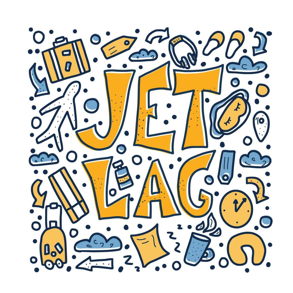 Jet lag quote. concept color illustration. vector