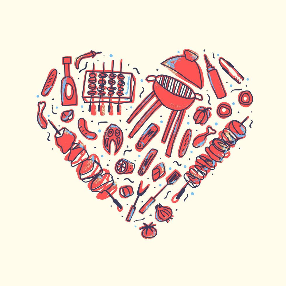 Barbecue composition with text. design. vector