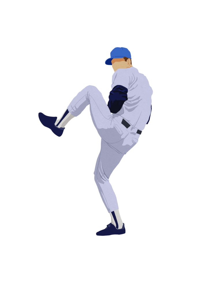 digital painting of baseball pitcher preparing to throw the ball png