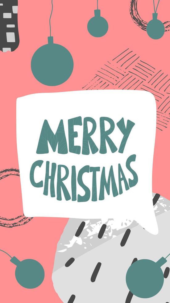 Merry Christmas. Story post with hand drawn text. vector