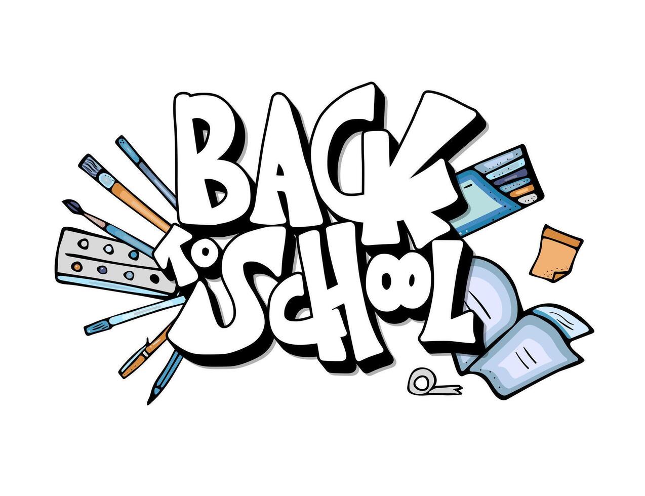 Back to school text for banner. illustration. vector