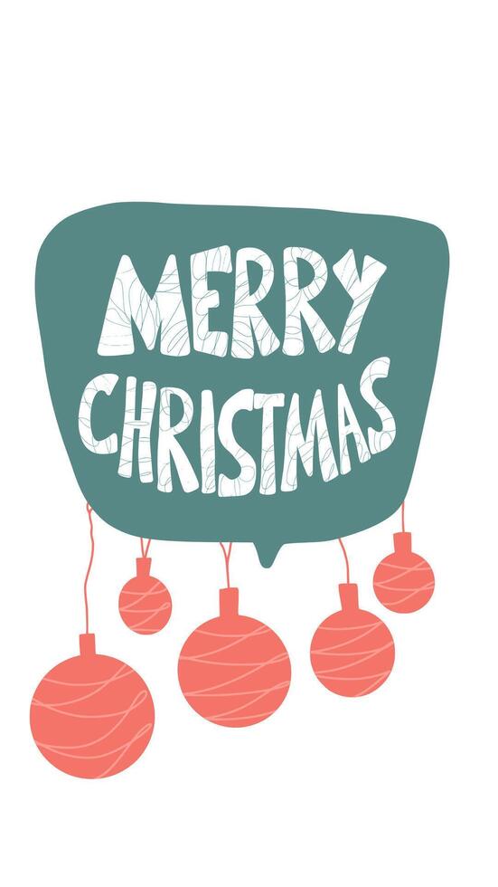 Merry Christmas. Story post with hand drawn text. vector