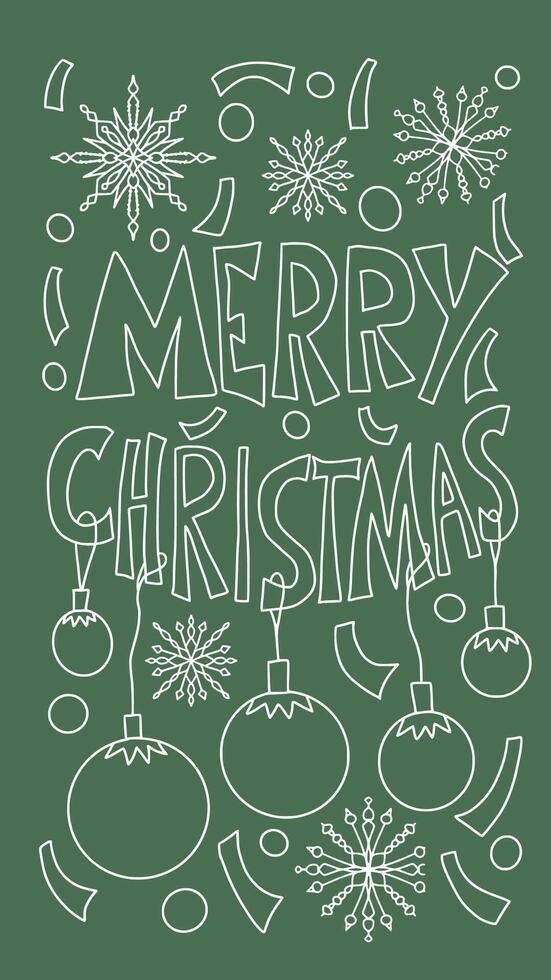 Merry Christmas. Story post with hand drawn text. vector